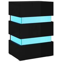 mesita de noche led madera ingenieria negro brillo 45x35x67 cm vidaxl