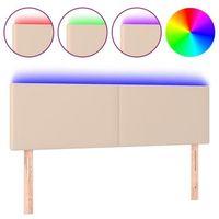 cabecero cama  panel de cabecera con led cuero sintetico color capuchino 144x5x7888 cm