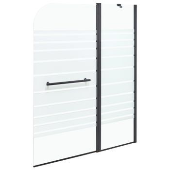 Mampara De Baño Minimalista Con Puerta De Vidrio Templado Negro 140 X 100 Cm Tuapi