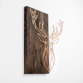 Decoración Pared De Madera Deer1 Nogal Cobre 56x58 Cm