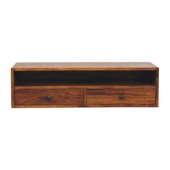 Mueble Multimedia De Pared De Madera Maciza Artisan Furniture Lunar De 2 Cajones Color Castaño