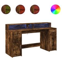 escritorio con led madera ingenieria roble ahumado 160x55x91 cm vidaxl