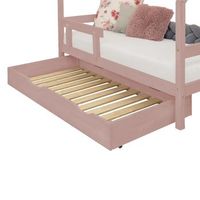 cajon de cama 120 x 190 con somier buddy - rosa pastel