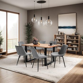 6 sillas de comedor acolchadas, aterciopeladas 48 x 59 x 82,5 cm gris