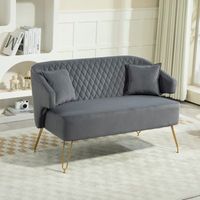 sofa de 2 plazas de terciopelo acero homcom 124x69x76 cm gris