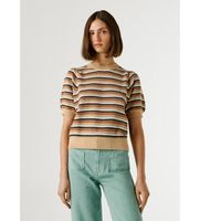 pepe jeans para mujer pl7000139 jersey kamia lurex beige s casual algodon manga corta