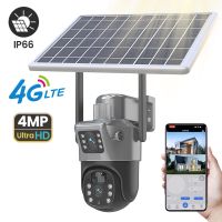 camara solar ptz inalambrica 4g de 4mp doble lente doble pantalla camara ip para exteriores panel solar audio pir camara de vigilancia y seguridad