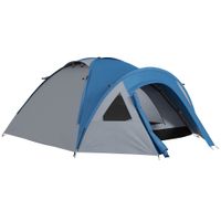 outsunny tienda de campana familiar para 3-4 personas con ventanas 2 bolsillos y bolsa de transporte 250x300x130 cm gris y azul   aosom espana