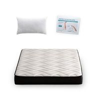 colchon viscoelastico 150x200 altura 21 cm con 2 almohadas fibra de 70-75  y protector rizo de 150 baku