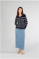 cardigan rayas motivo calado navy striped s