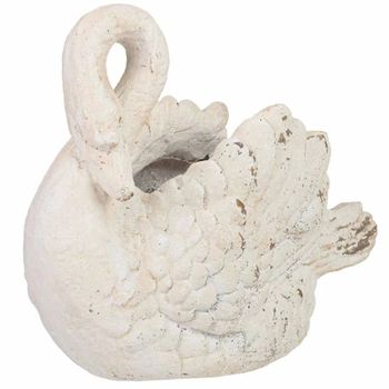 Macetero de cisne de resina blanco 44x22x34 cm