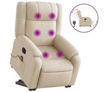 Vidaxl sillón de masaje eléctrico reclinable elevable tela crema