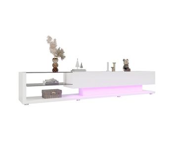 Mueble tv 170cm de panel de partículas con 2 cajones y luz led,blanco