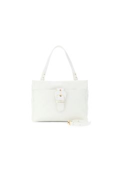 bolso shopping con estampado de monogramas en relieve y bolsillo white