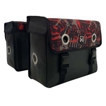 Alforjas Para Bicicleta Fire Lona Impermeable Rojo Y Negro 30 L Willex