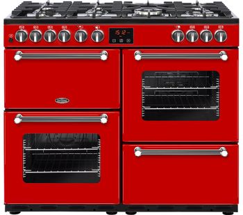 BELLING Kensington 100DFT Dual Fuel Range Cooker - Red & Chrome, Red