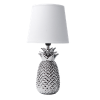 aigostar 197209 - lampara de ceramica casquillo e14 forma de pina plateado lampara de mesa o mesita de noche pantalla de tela lampara escritorio diseno moderno para dormitorio estudio salon