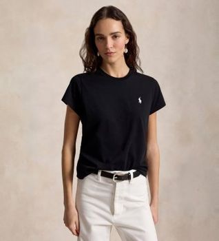 Polo Ralph Lauren para mujer. 211B14605033 Camiseta Classic Fit negro (XL), Casual, Algodón, Manga corta