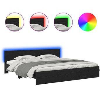 Cama Matrimonial | Cama Para Adulto | Estructura De Cama Con Cabecera Roble Negro 180 X 200 Cm