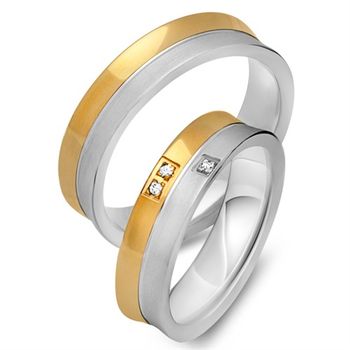 Alianzas 8 quilates oro amarillo-blanco 3 diamantes