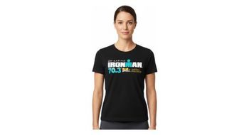 Camiseta negra de manga corta ironman 70 3 mallorca para mujer