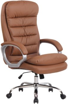 Silla de oficina giratoria regulable en simil cuero marrón claro