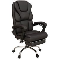 vinsetto silla de oficina con 6 puntos de masaje silla de escritorio reclinable de pu con control remoto 63x57x118-126 cm marron