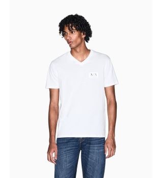 A|X Armani Exchange para hombre. XM002179AF12308U0009 Camiseta Casual blanco (XL), Algodón, Manga corta