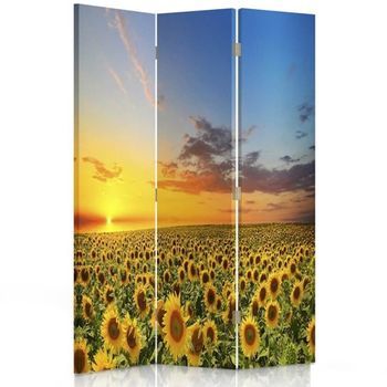 Biombo Sunflower Sunset - Separador De Ambientes Cm. 110x150 (3 Paneles)