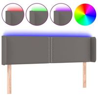 cabecero cama  panel de cabecera con led cuero sintetico gris 147x16x7888 cm