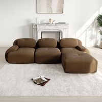 sofa esquinero modular de pana marron sin marco con espuma 32d