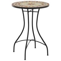 mesa de jardin  mesa bistro de mosaico ceramica terracota y blanco o50x70 cm