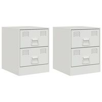 juego de 2 mesitas de noche con cajones 345 x 39 x 44 cm acero blanco dec034852