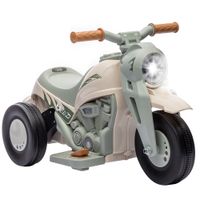 aiyaplay moto electrica para ninos de 2 a 5 anos 3 ruedas 6 v 3 kmh con funcion de burbujas efectos luminosos y sonoros blanco crema