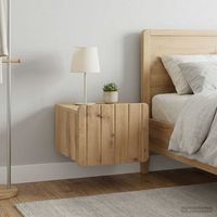 mesita de noche de pared 2 uds - madera de ingenieria - roble artesanal 33x345x24cm