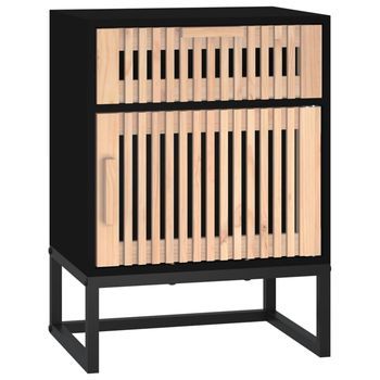 Mesita Noche Hierro Y Madera Contrachapada Negro 40x30x55,5 Cm Vidaxl