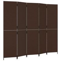 biombo de 5 paneles ratan sintetico marron vidaxl