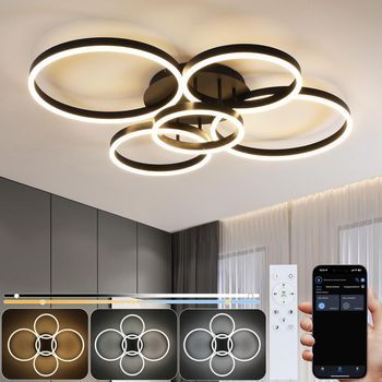 Lámpara De Techo Led Para Sala De Estar, Lámpara De Techo Para Sala De Estar: Lámpara De Salón Regulable De 78 W Con Control Remoto, Zmh