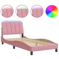 estructura de cama con led sin colchon hanko terciopelo rosa 80x200 cm vidaxl
