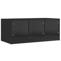 mesa de centromesa auxiliarmesa de cafe con puertas de vidrio negra 102x50x42 cm