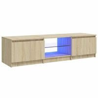 armario tv con luces led roble sonoma 140x40x355 cm