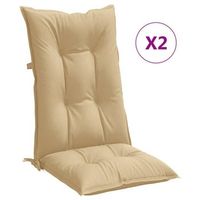cojines silla respaldo alto 2 unidades tela beige melange 120x50x7cm