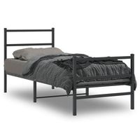 cama individual  cama para adultos  estructura de cama con cabecero y estribo metal negro 75x190 cm cfw725352