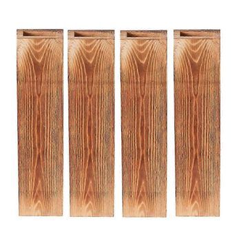 Pack De 4 Macetas De Pared Para Plantas De Interior, Decoración De Pared De Madera Para Dormitorio O Sala De Estar, Jarrones De Pared De Madera Estilo Rústico.