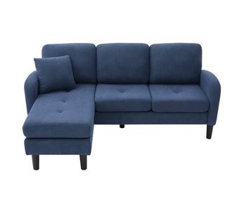 Sofá esquinero 3 plazas 166x118x77 cm - chaiselongue modular, tela de pana - azul