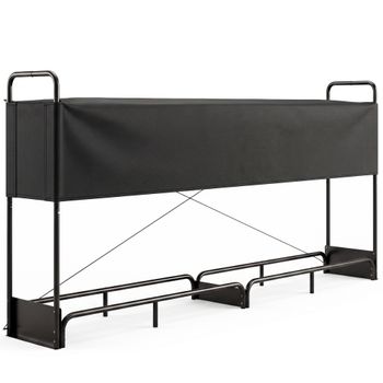 Outsunny Leñero para Interior y Exterior en Acero Galvanizado con Cubierta y Bolsa de Oxford 600D, Capacidad 500 kg, Negro