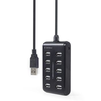 Hub Gembird 10 puertos USB 2.0 modelo UHB-U2P10P-01 con botón de encendido