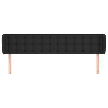 Cabecero Cama Mueble De Dormitorio De Cuero Sintético 163 X 23 X 78/88 Cm Negro M02_0006497