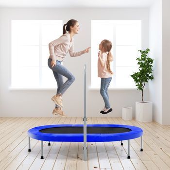 Cama Elástica Doble Para 2 Personas Con Empuñadura Y Almohadilla De Seguridad Azul 154 X 89 X 92-132 Cm Cfw85791