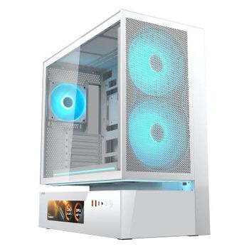 Carcasa Cougar CGR-2DA4W-MV gaming blanco vidrio templado LCD ATX